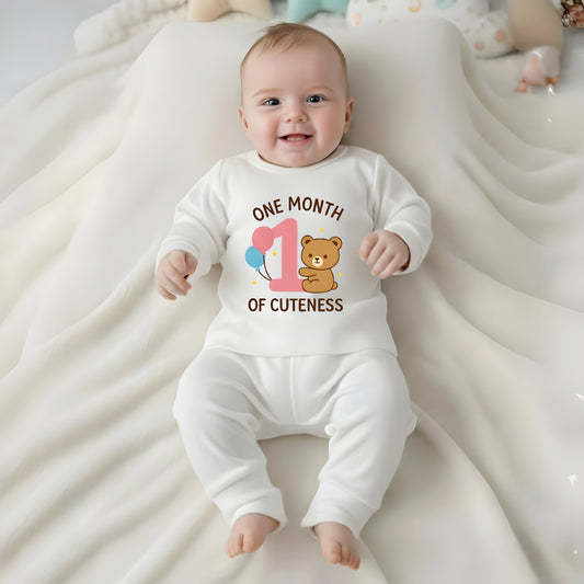 One Month Baby Milestone Sweatshirt & Pyjama Set