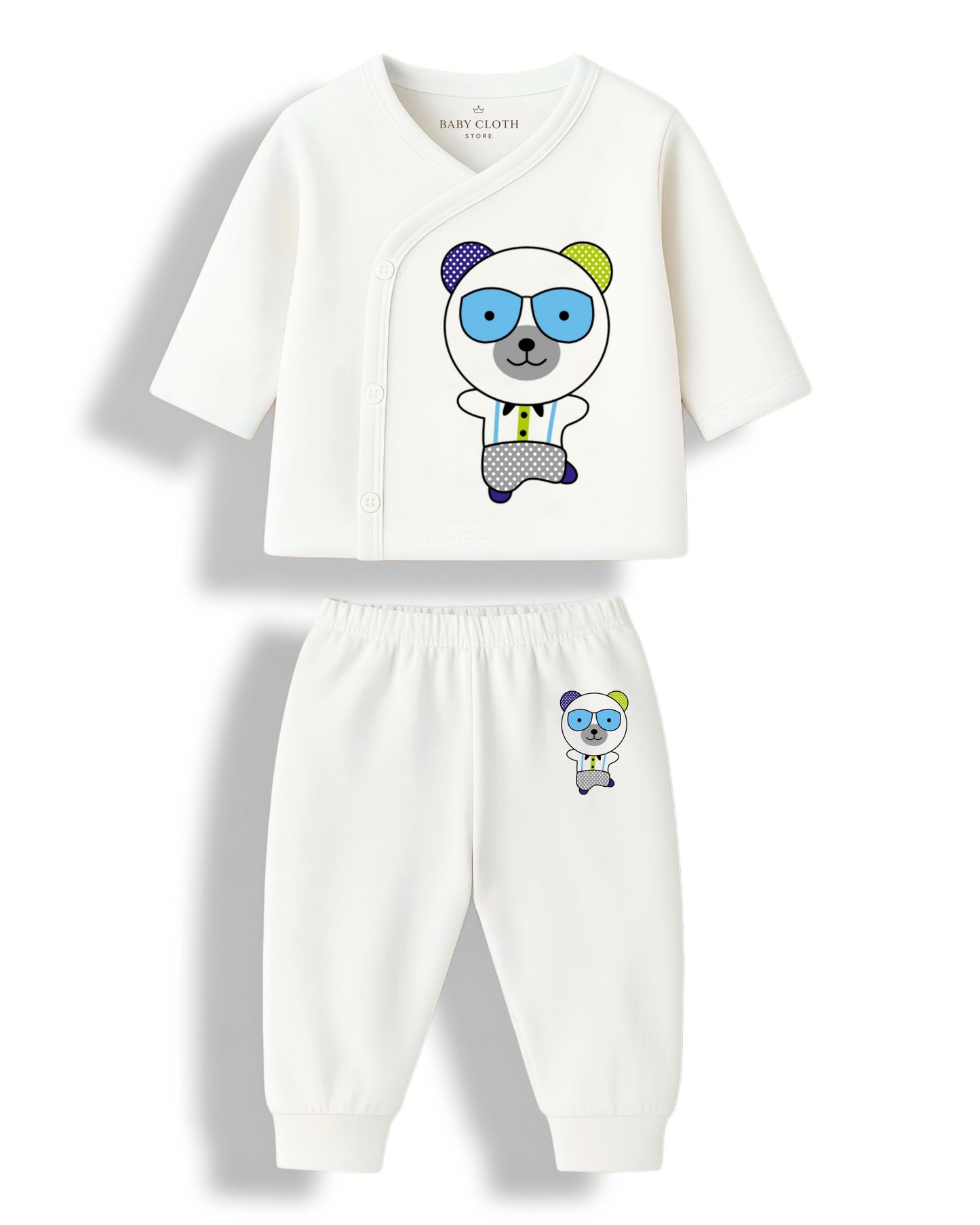 Pack of 2 – Soft Cotton Baby Jhabla & Pyjama Set | Adorable Prints