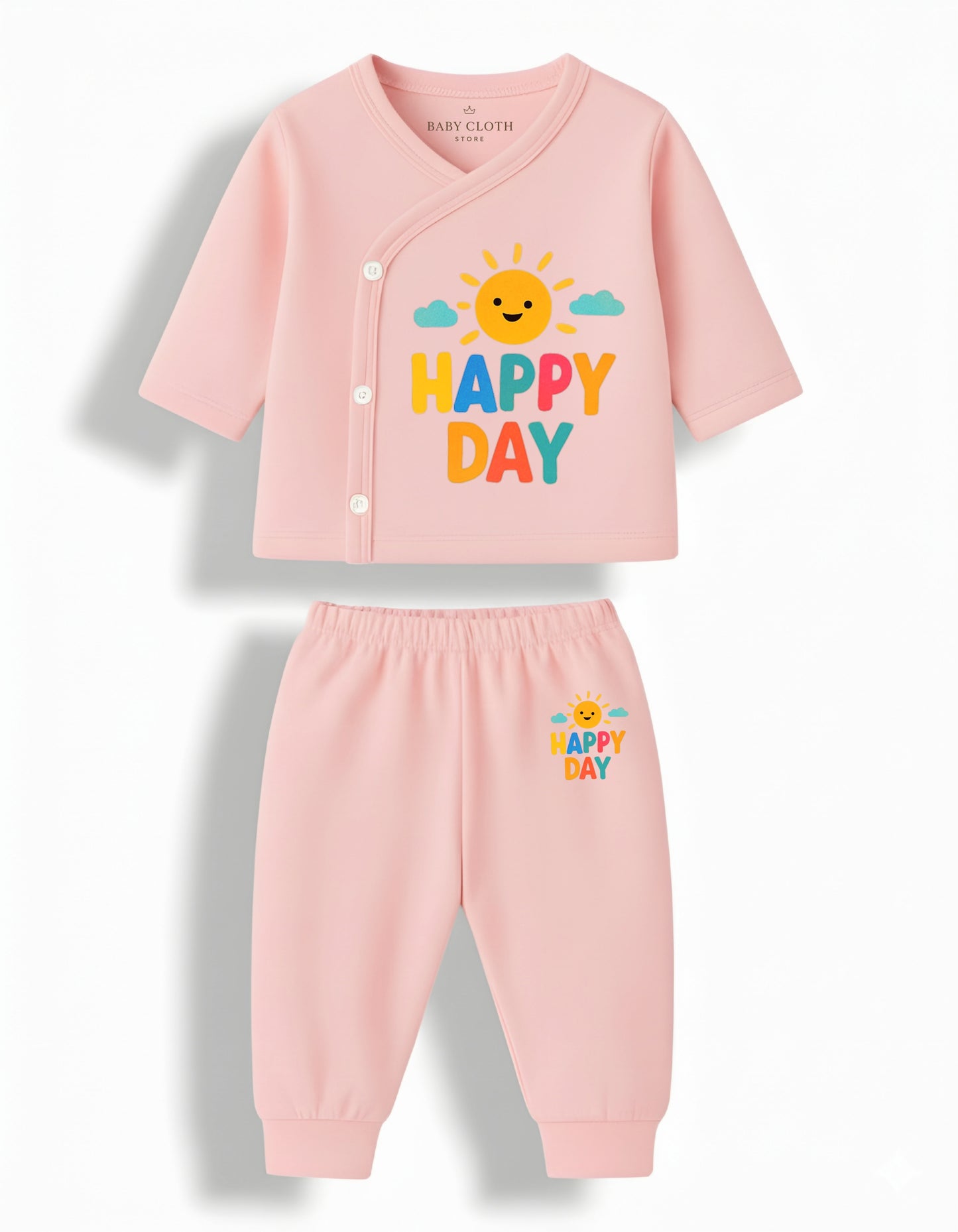 Pack of 2 – Soft Cotton Baby Jhabla & Pyjama Set | Adorable Prints