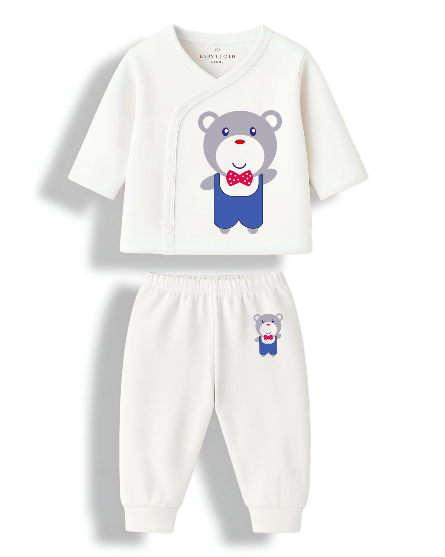 Pack of 3 – Soft Cotton Baby Jhabla & Pyjama Set | Cute Animal Prints