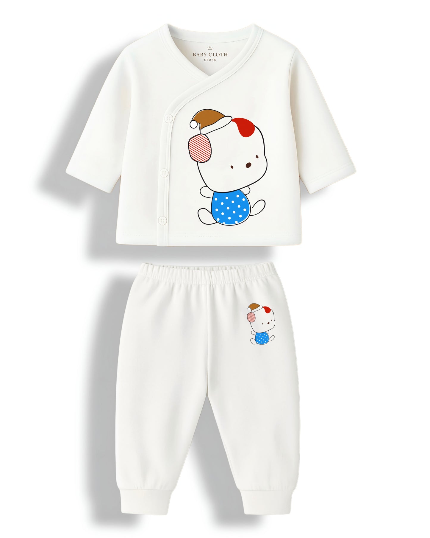 Pack of 3 – Soft Cotton Baby Jhabla & Pyjama Set | Cute Animal Prints